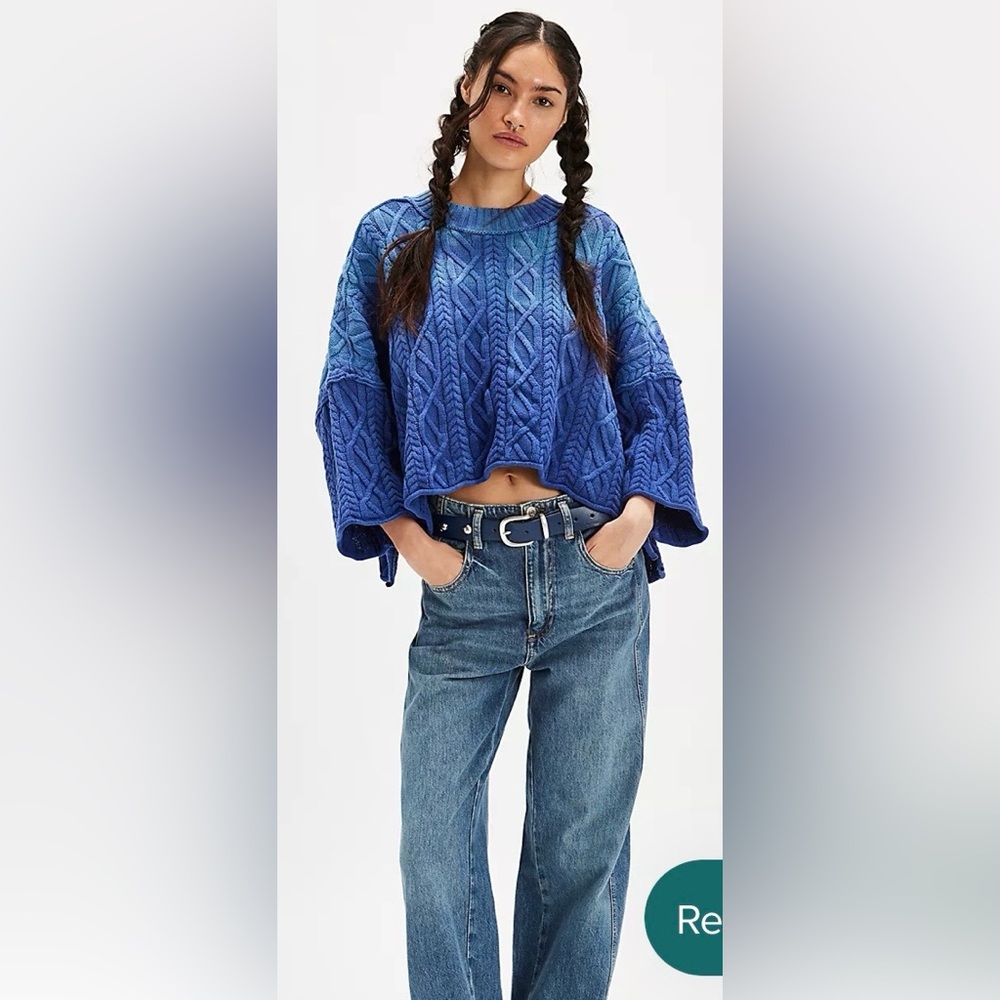 Free People Washed Ashore Cable Knit sweater  Size Medium